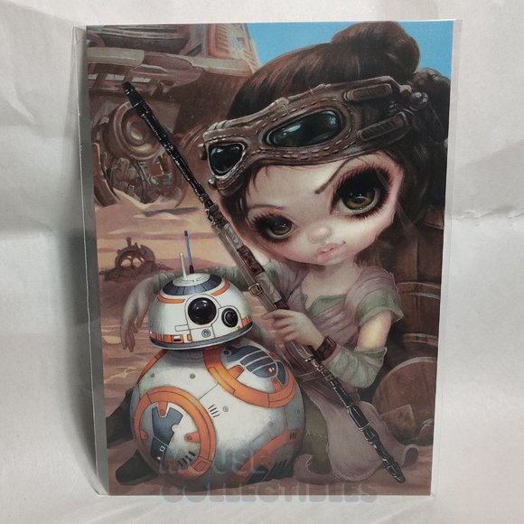 Disney Parks Star Wars Postcard Rey & BB-8 WonderGround Jasmine Becket-Griffith